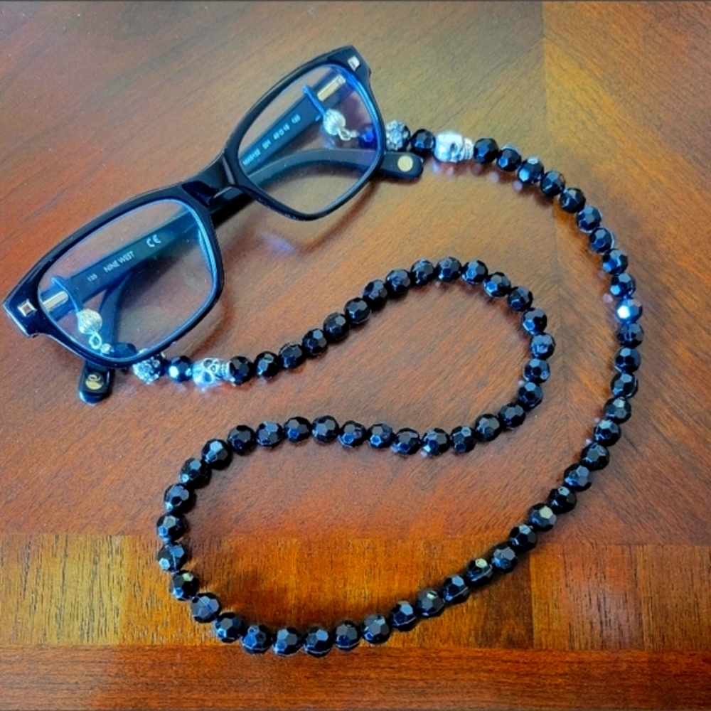 Wickedly Beautiful Black & Silver Skull Beaded Chain For Eyeglasses/Sunglasses